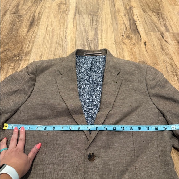 The Stanley RW&CO. Summer Blazer Dinner Suit Jacket Mens Taupe Tan Brown Sz L - Picture 14 of 16